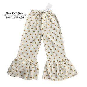 NEW ATUN 4-5Y Mustard Polkadot Ruffle Hem Pants